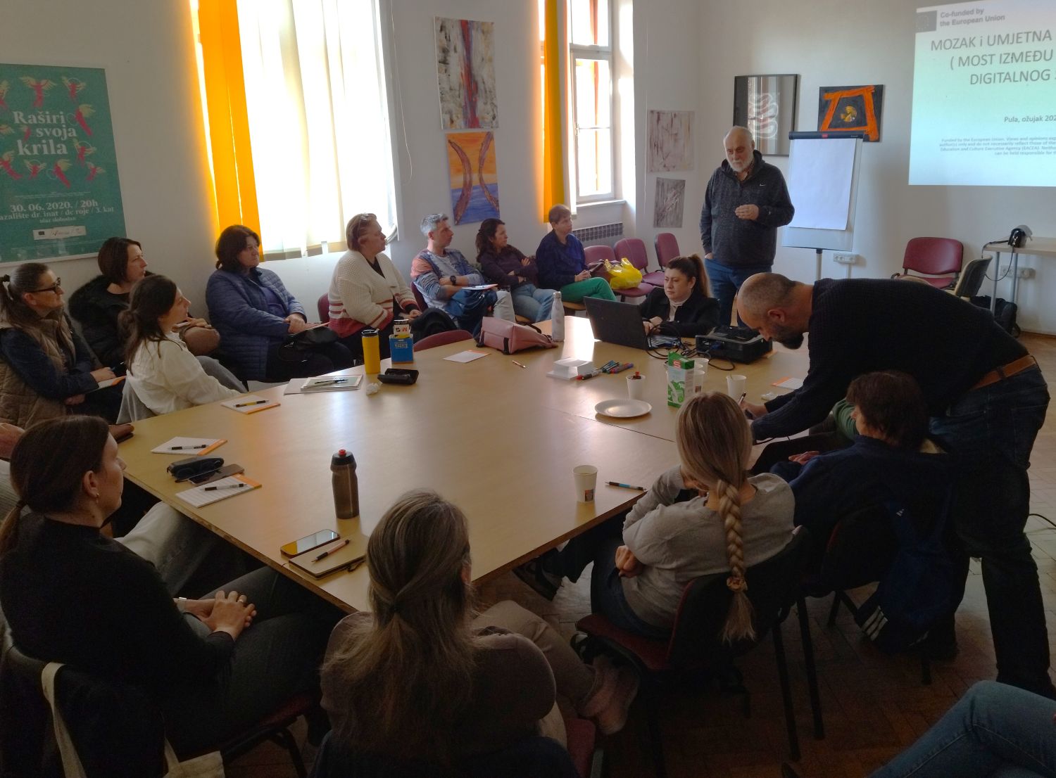 NGO employees during an active discussion in Pula